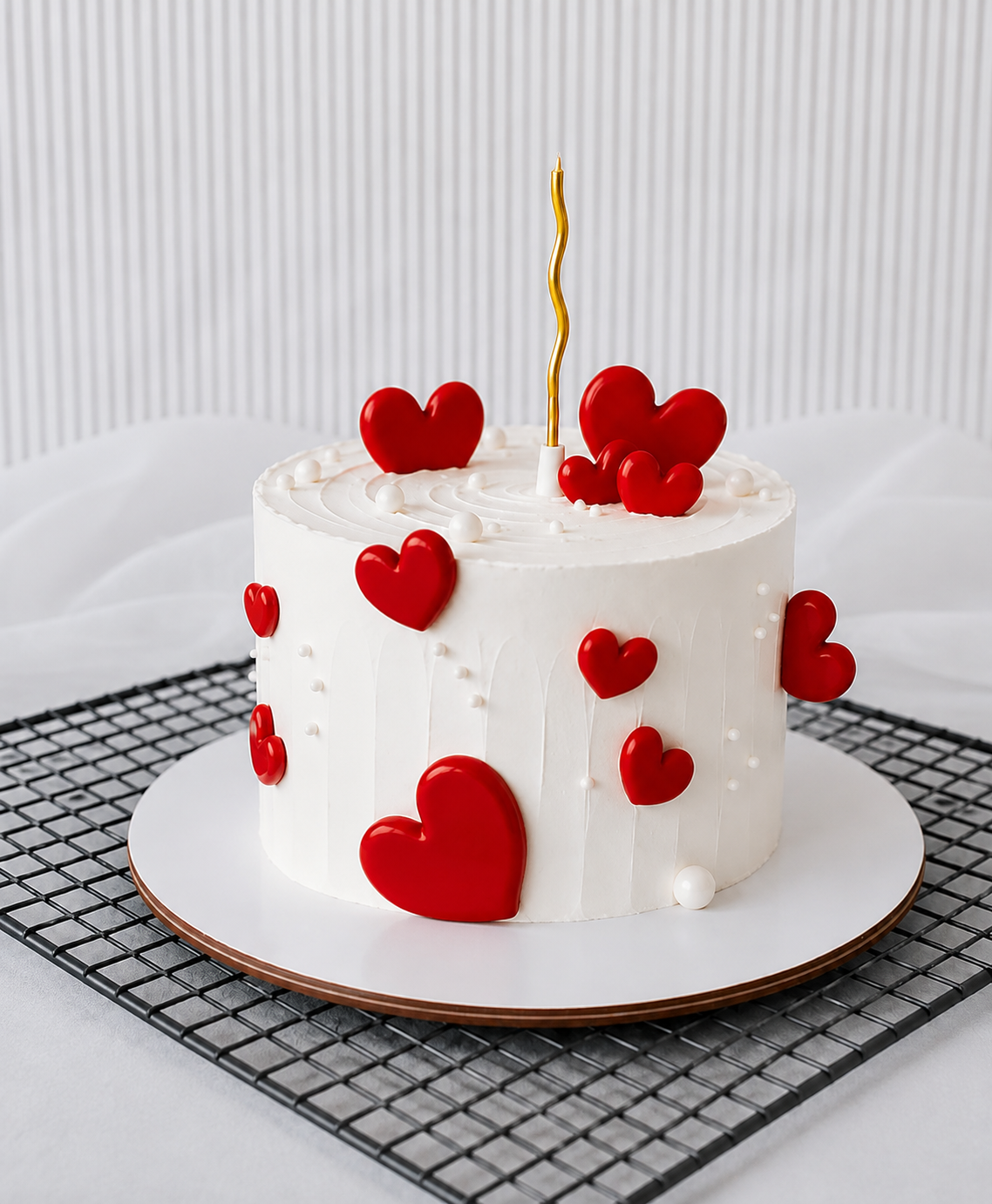 Romantic Red Heart Celebration Cake