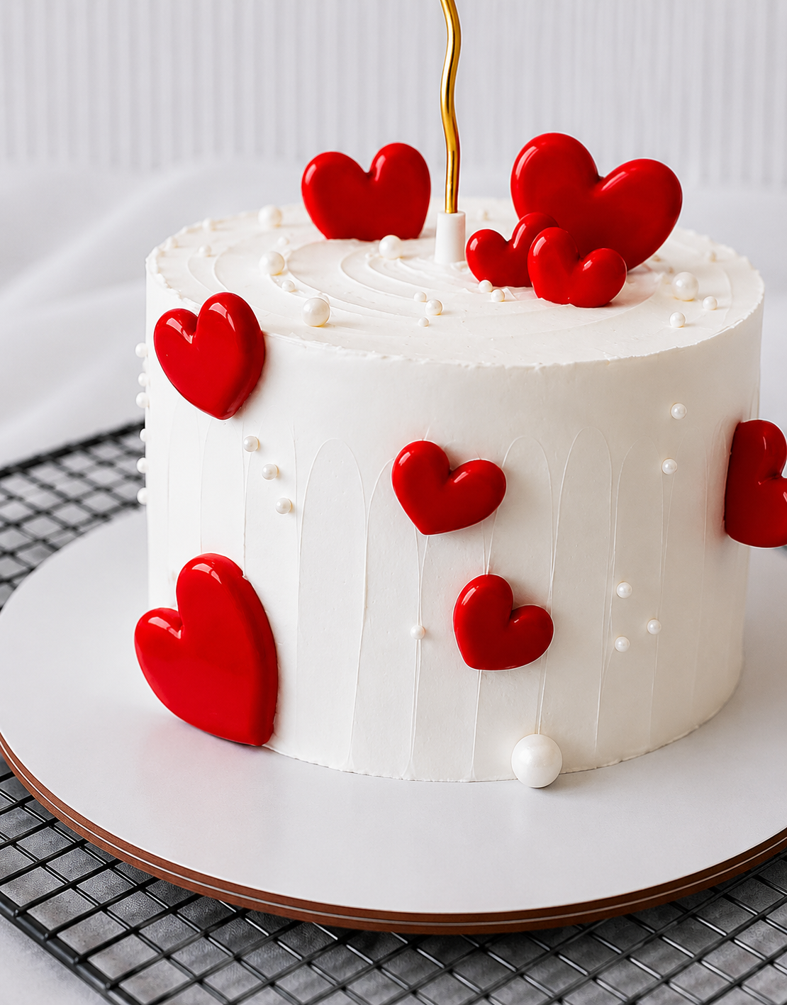 Romantic Red Heart Celebration Cake