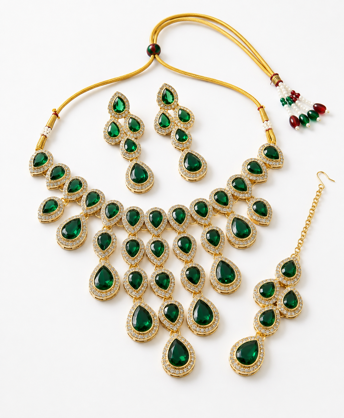 Emerald Cascade Royal Green Necklace Set