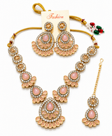 Gulnaar Blush Pink Stone Necklace Set