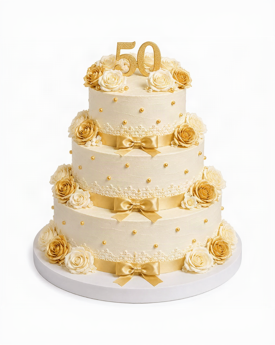 Golden Anniversary Celebration Cake