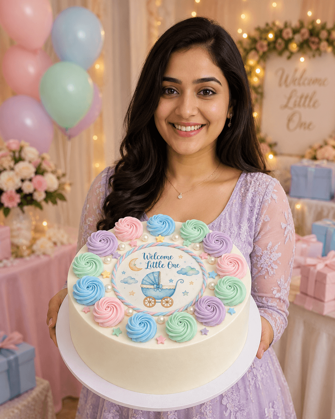 Joyful Baby Shower Poster Cream Cake