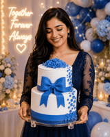 Blue Bow 2 Tier Truffle Cake