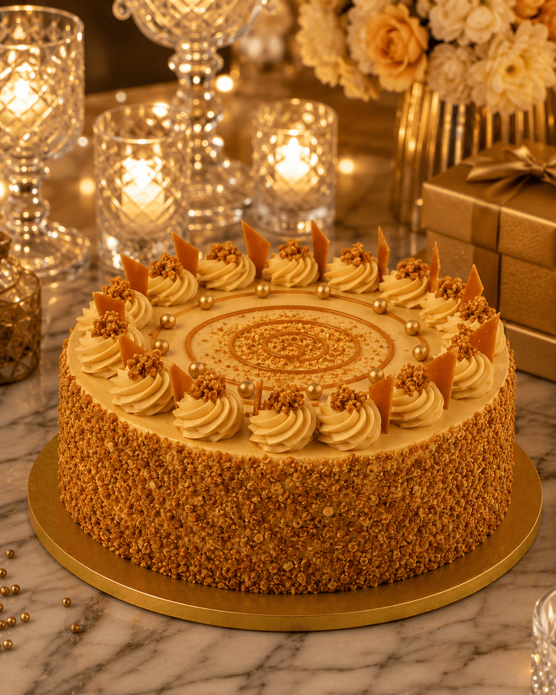 Golden Butterscotch Crunch Cake