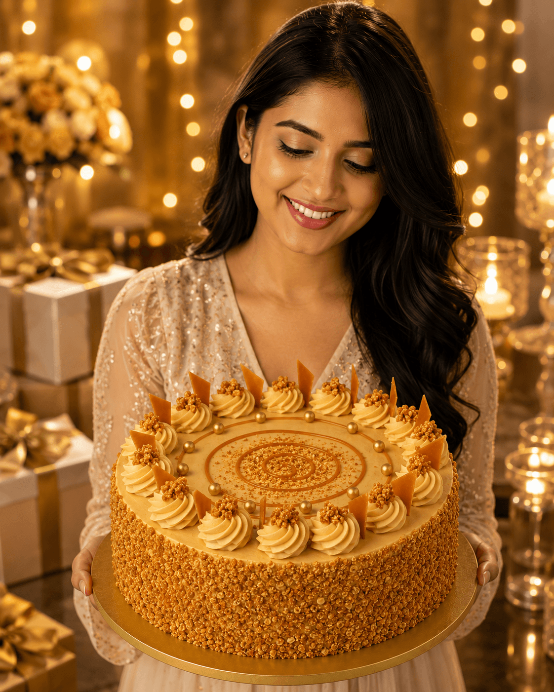 Golden Butterscotch Crunch Cake