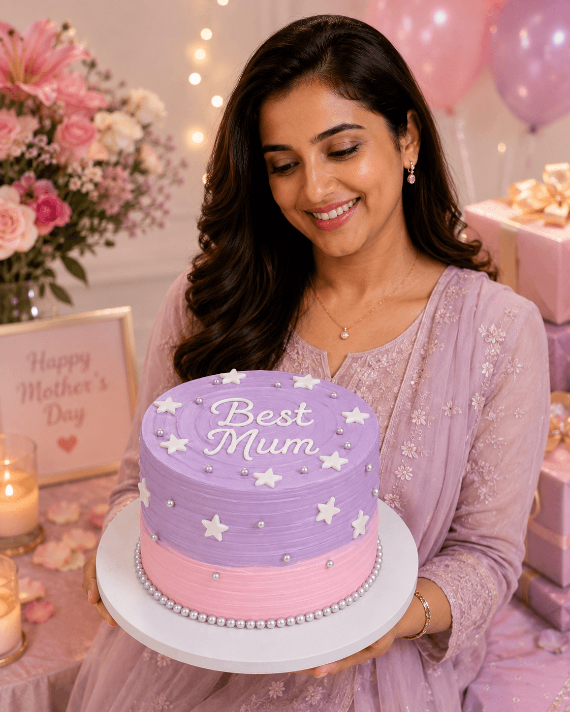 Enchanting Starry Night Eggless Chocolate Cake