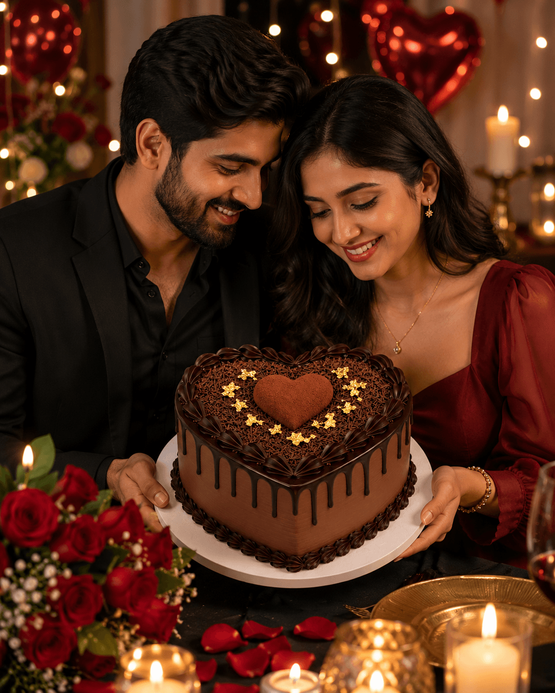 Romantic Chocolate Heart Cake
