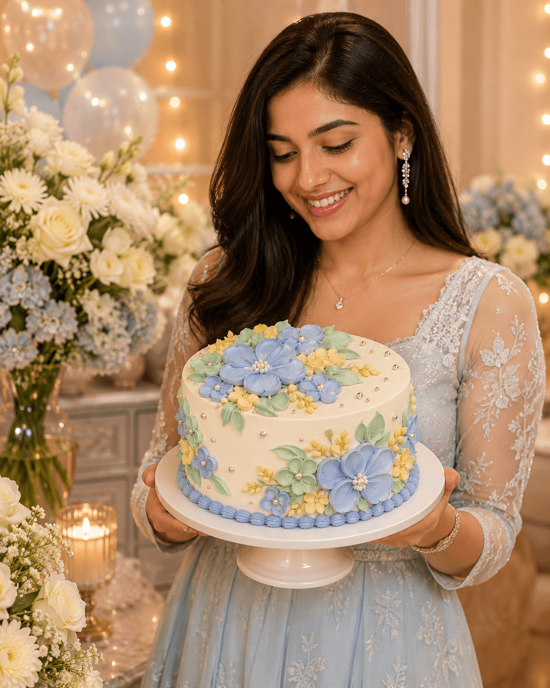 Enchanting Floral Vanilla Cream Cake