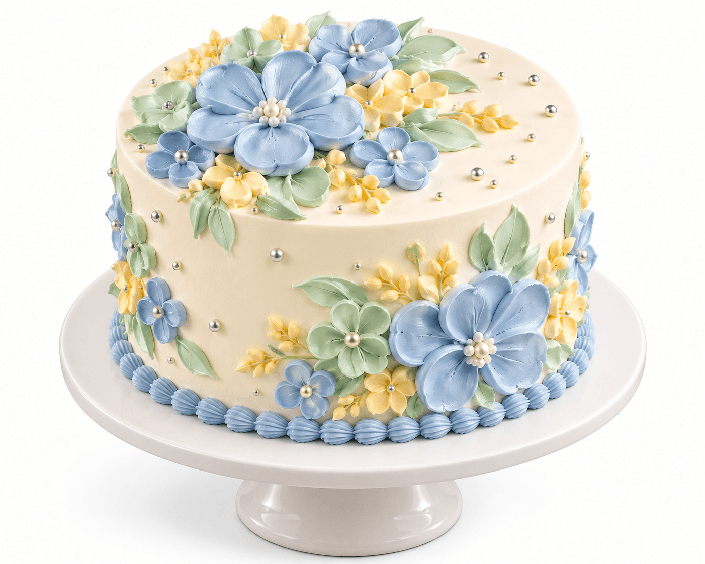 Enchanting Floral Vanilla Cream Cake