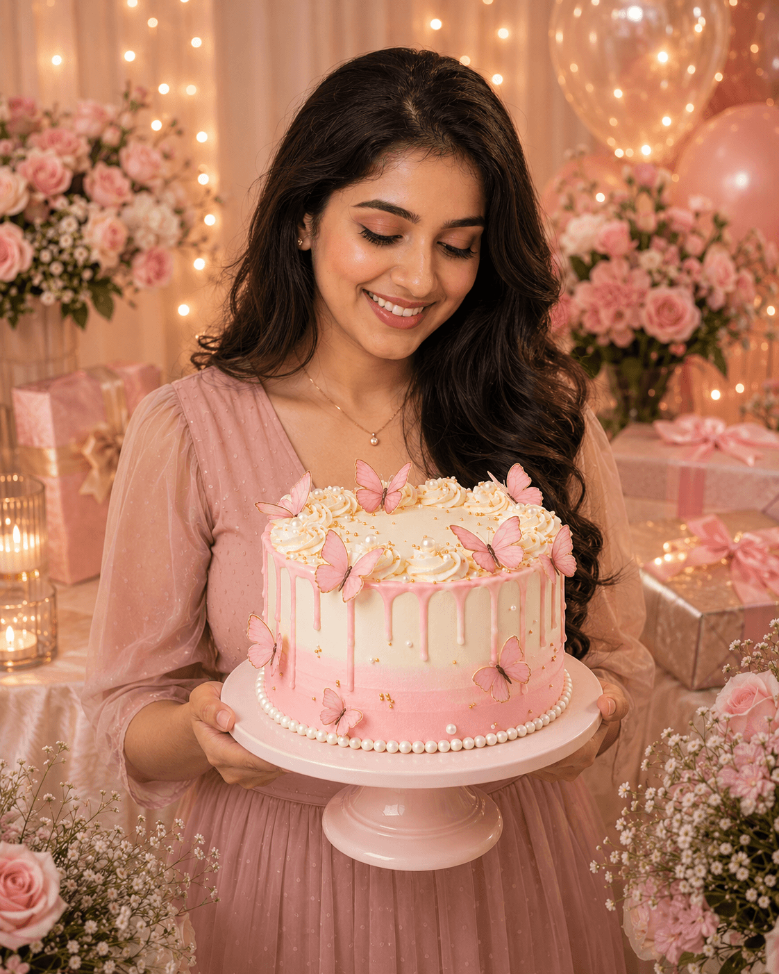 Enchanting Pastel Butterfly Drip Cake