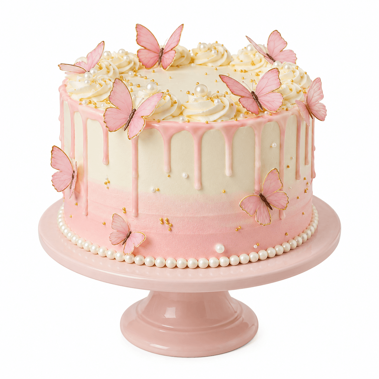 Enchanting Pastel Butterfly Drip Cake