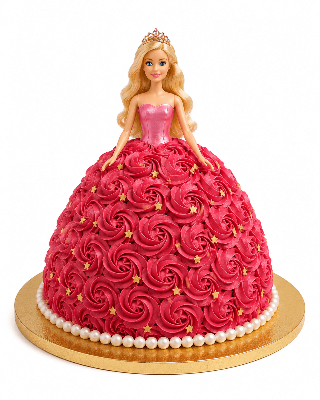 Enchanting Red Rose Barbie Dream Cake