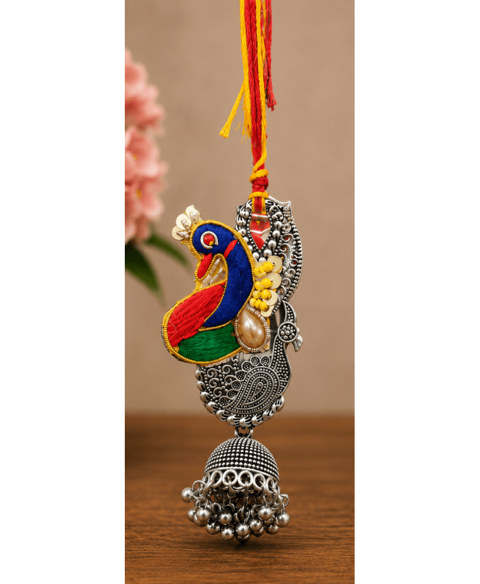 Peacock Jhumki Designer Lumba Rakhi