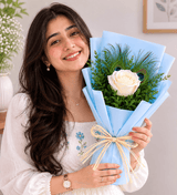 Elegant Single White Rose Bouquet