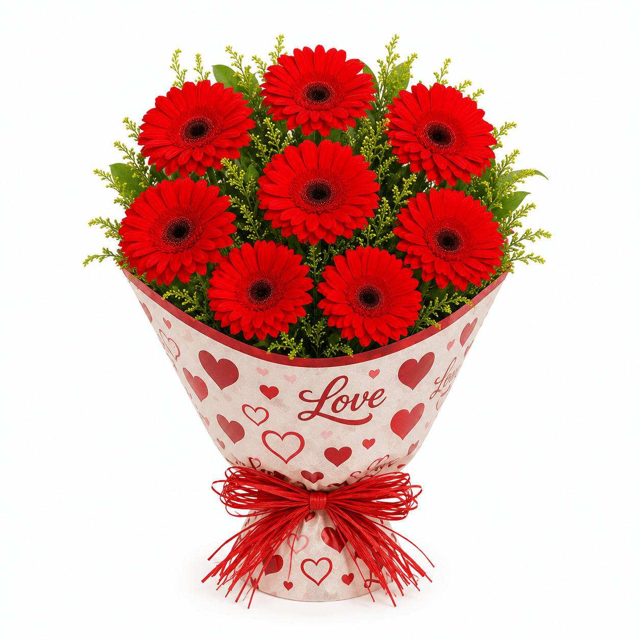 Red Gerberas in Love Sleeve