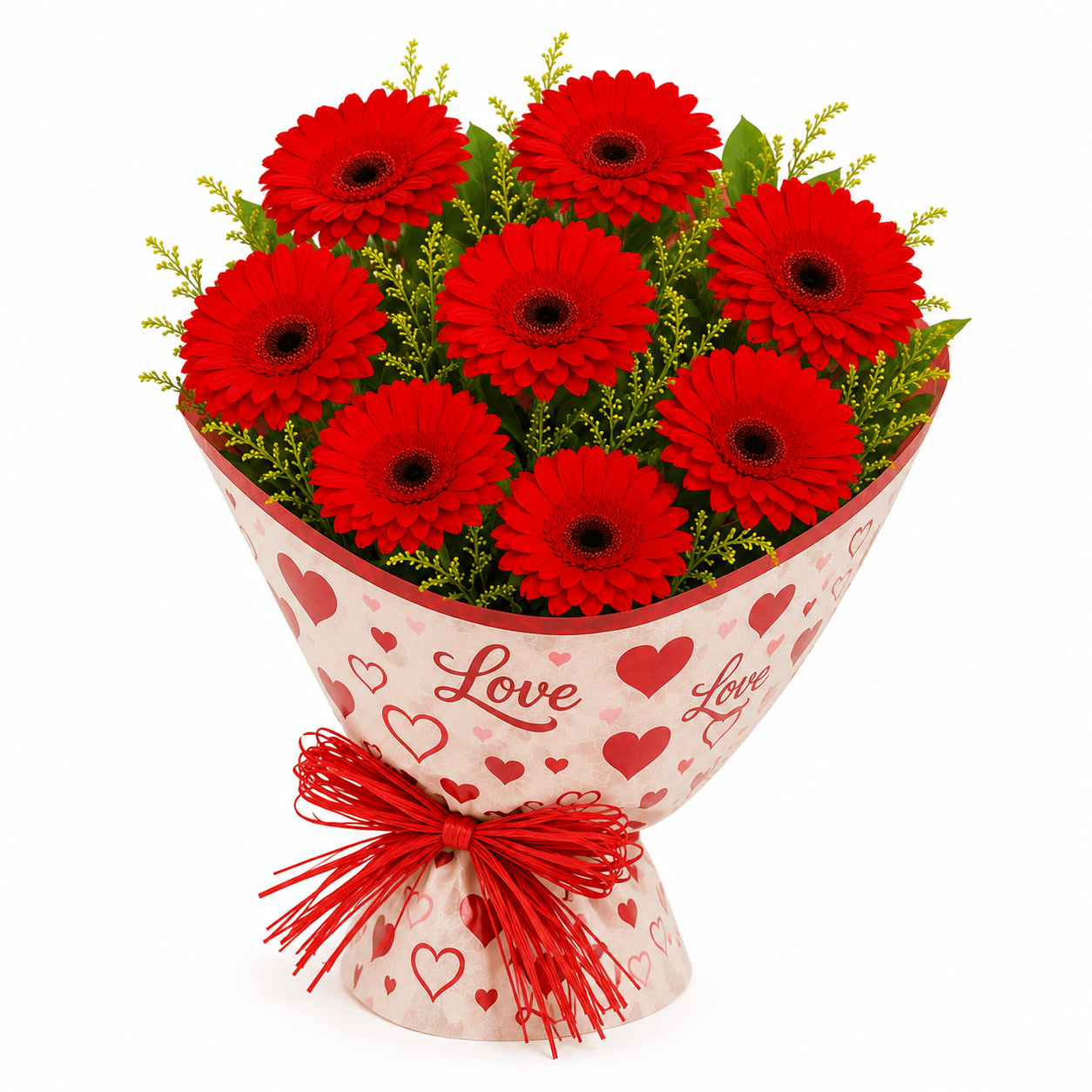 Red Gerberas in Love Sleeve