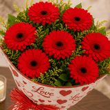 Red Gerberas in Love Sleeve