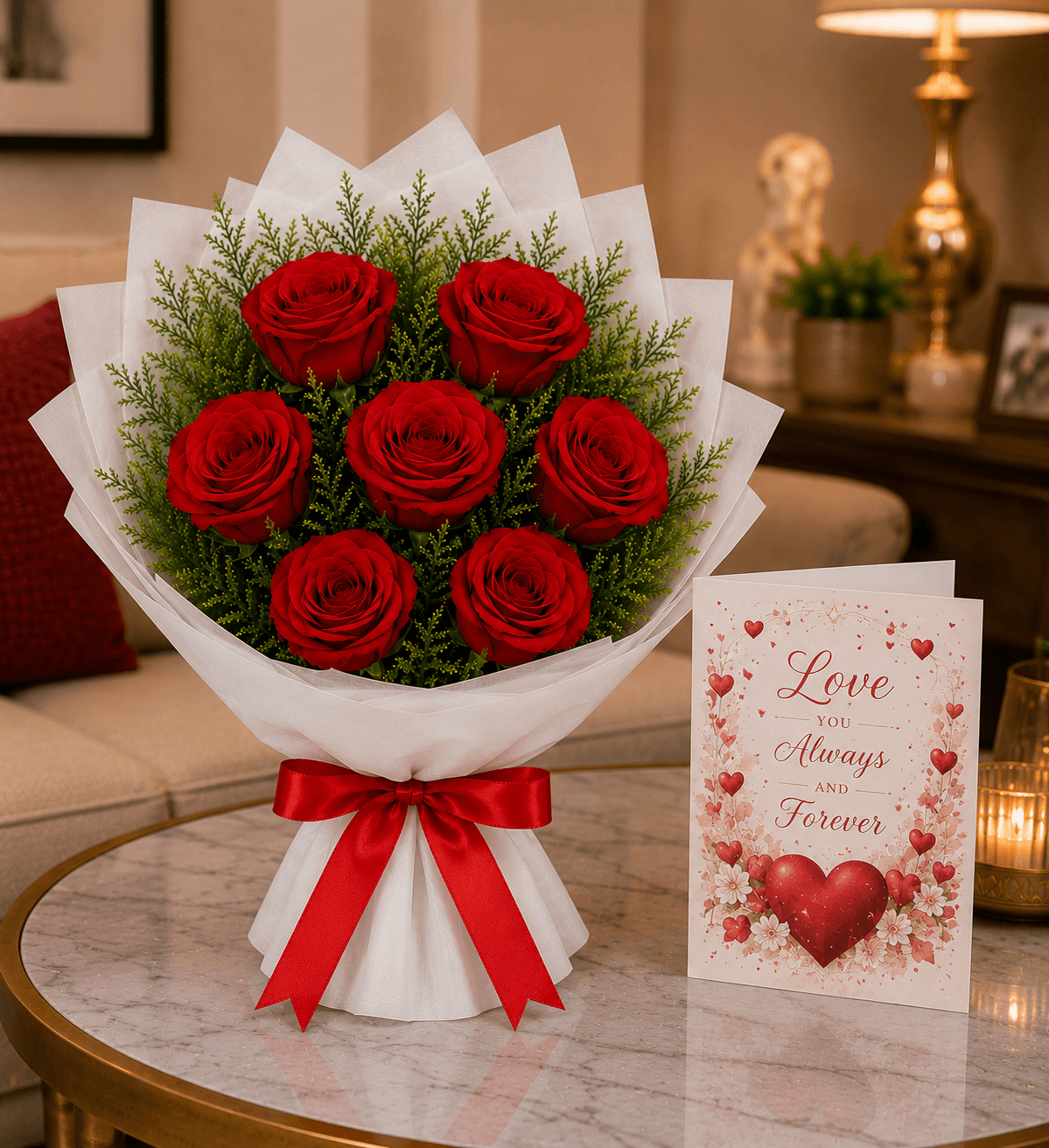 Serendipity 6 Red Roses Bunch