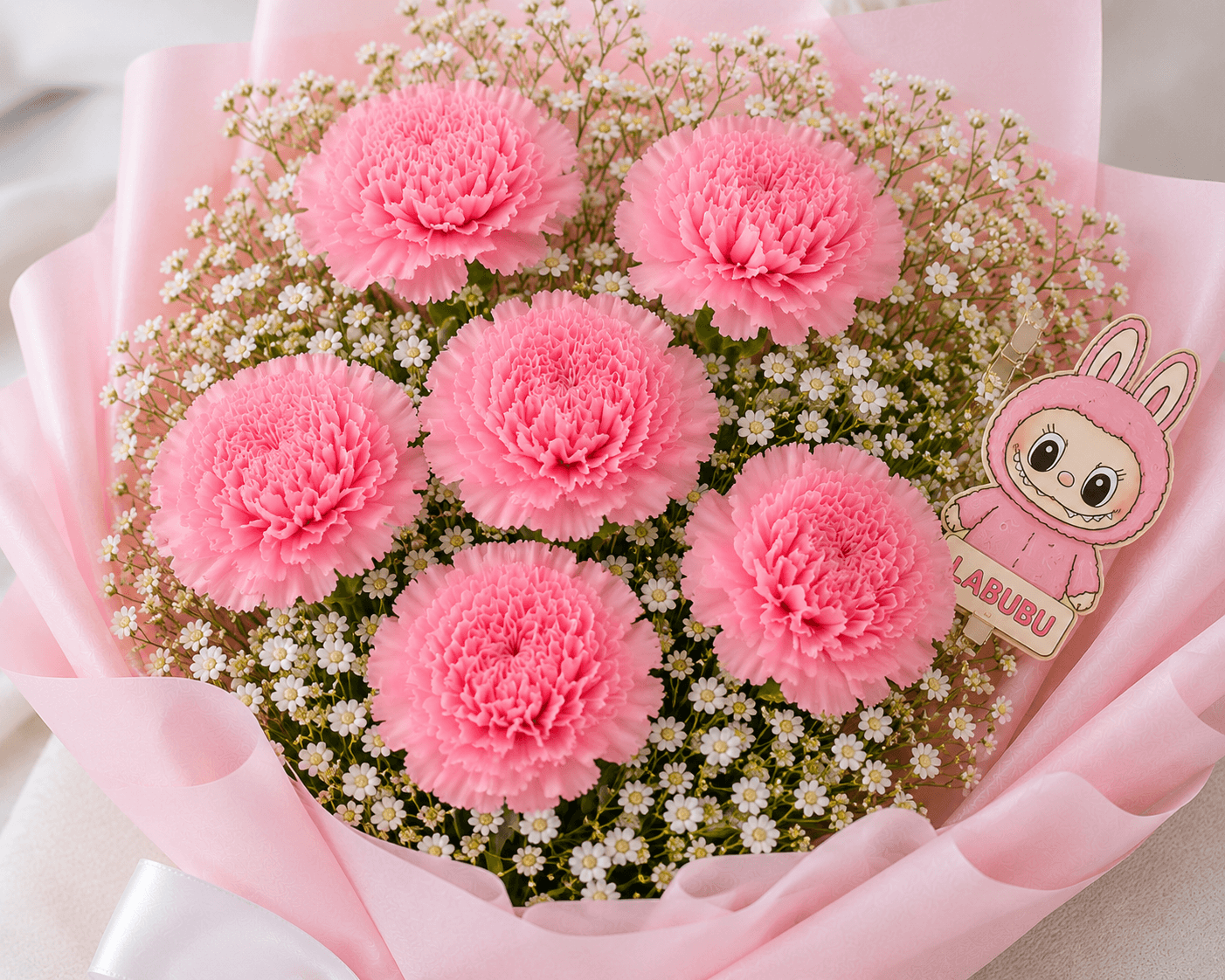 Cute Labubu Carnations Bouquet