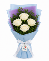 Serene White Rose Bouquet For Dad