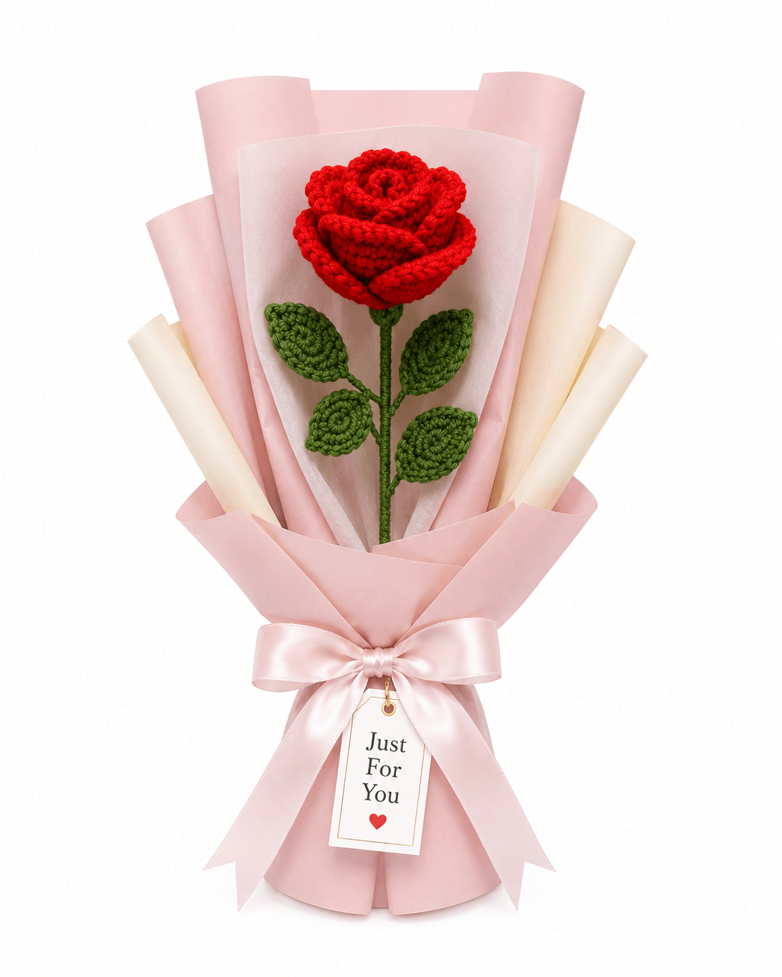 Crochet Single Rose Bouquet