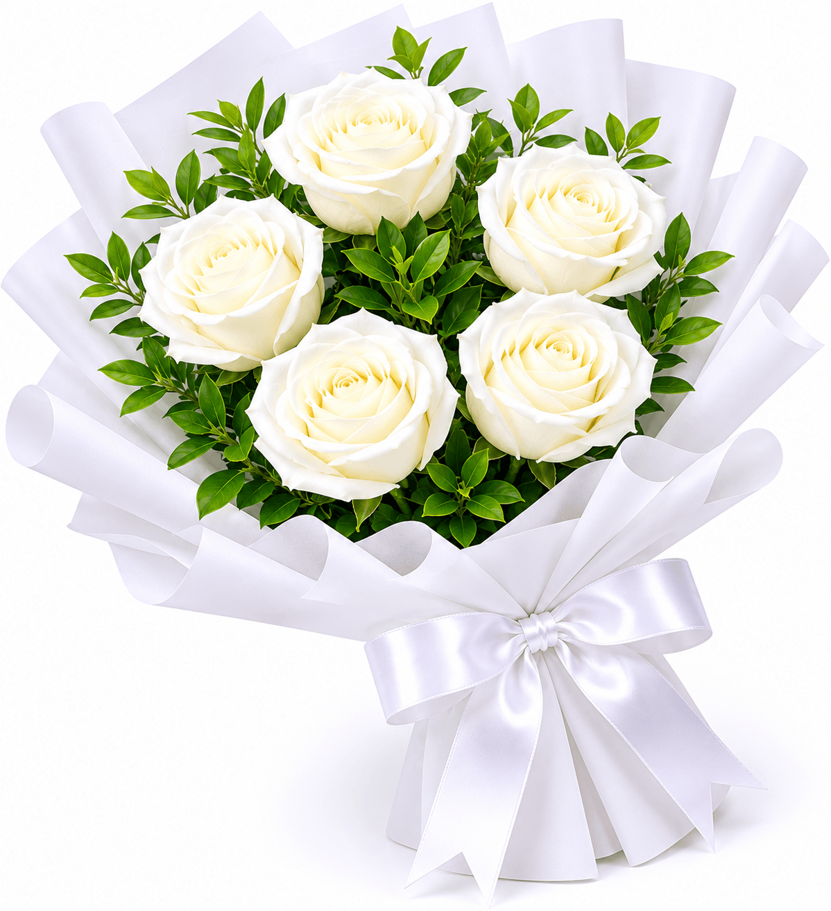 Heavenly White Roses Bunch