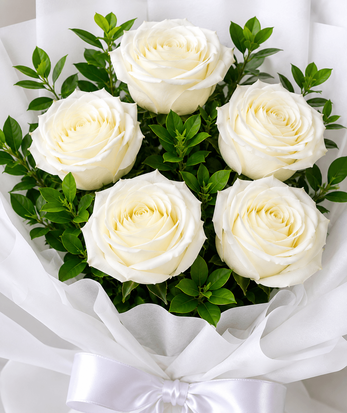 Heavenly White Roses Bunch