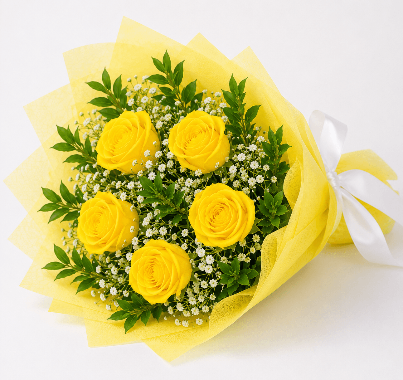 Enticing 5 Yellow Roses