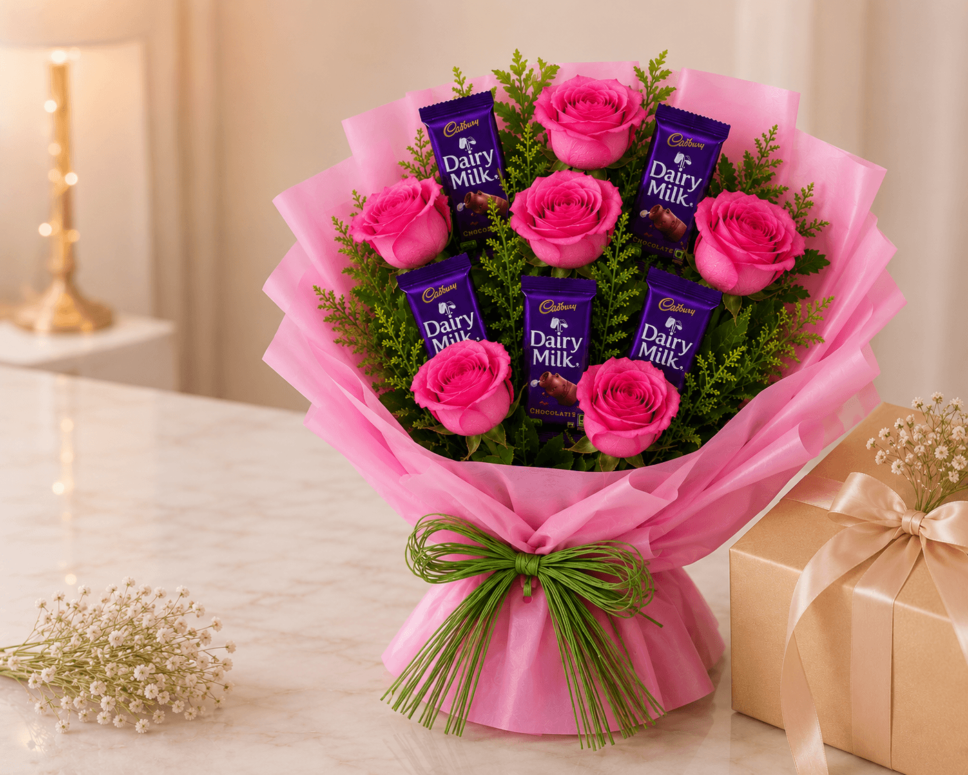 Pink Roses Chocolate Bouquet