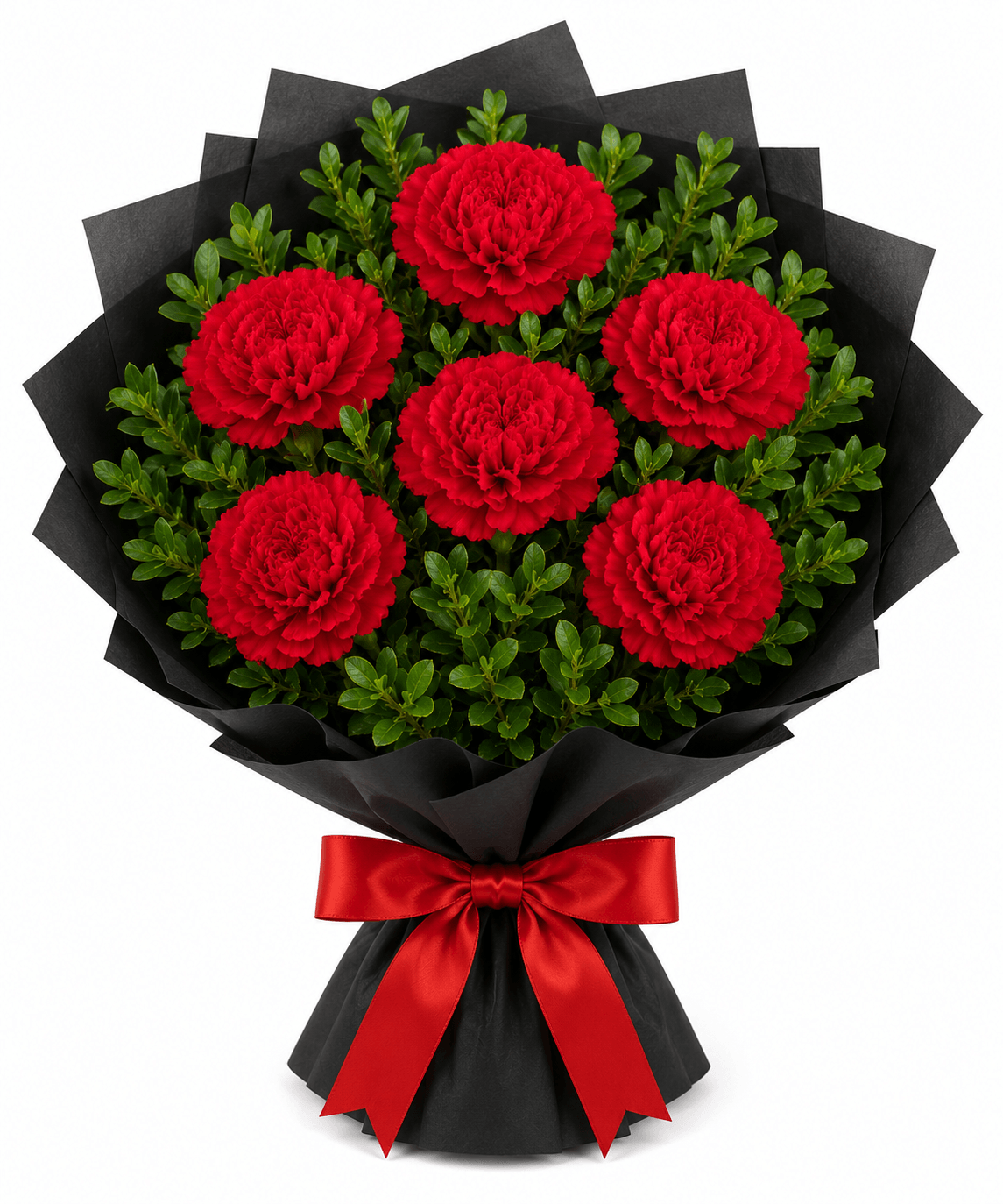 Captivating 6 Red Carnations Flower Bunch