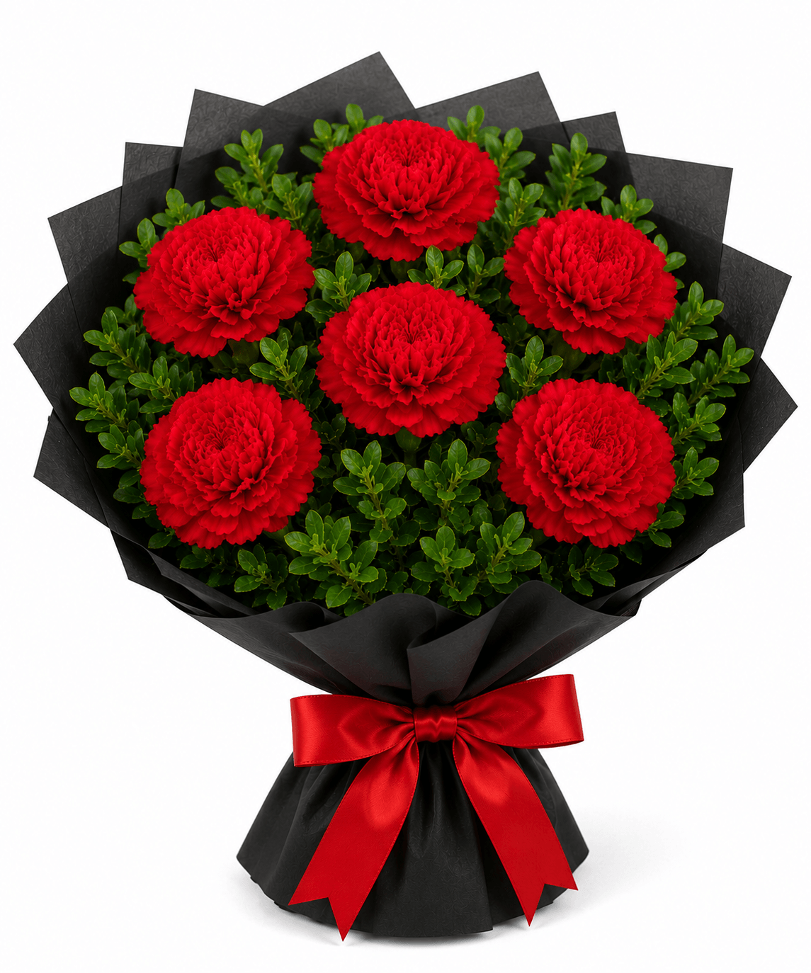 Captivating 6 Red Carnations Flower Bunch