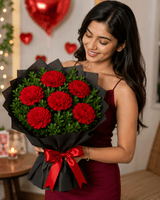 Captivating 6 Red Carnations Flower Bunch