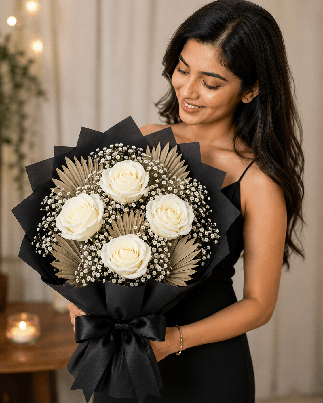 Serene Elegance White Rose Bouquet
