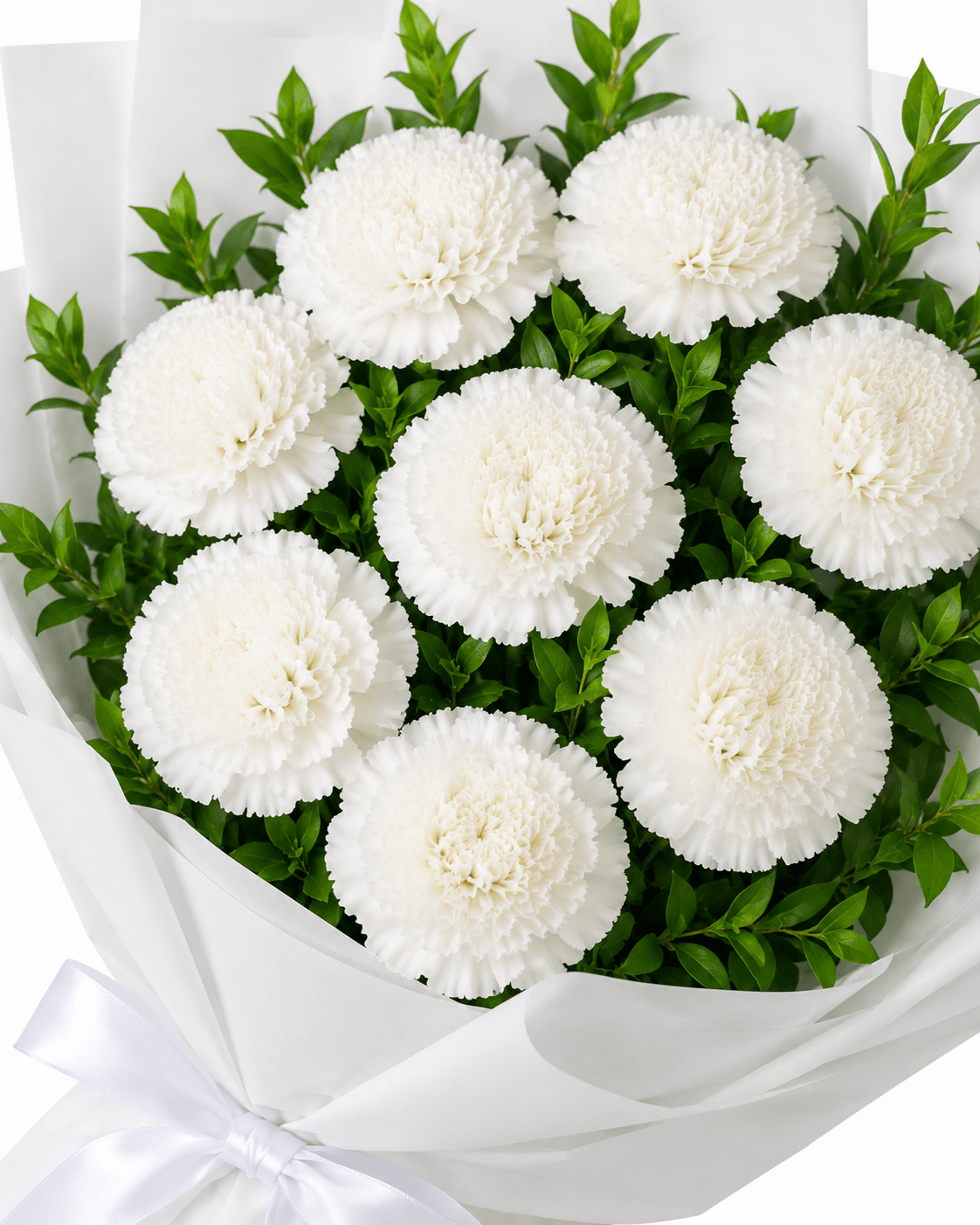 White Carnations Flower Bouquet - Small