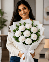 White Carnations Flower Bouquet - Small