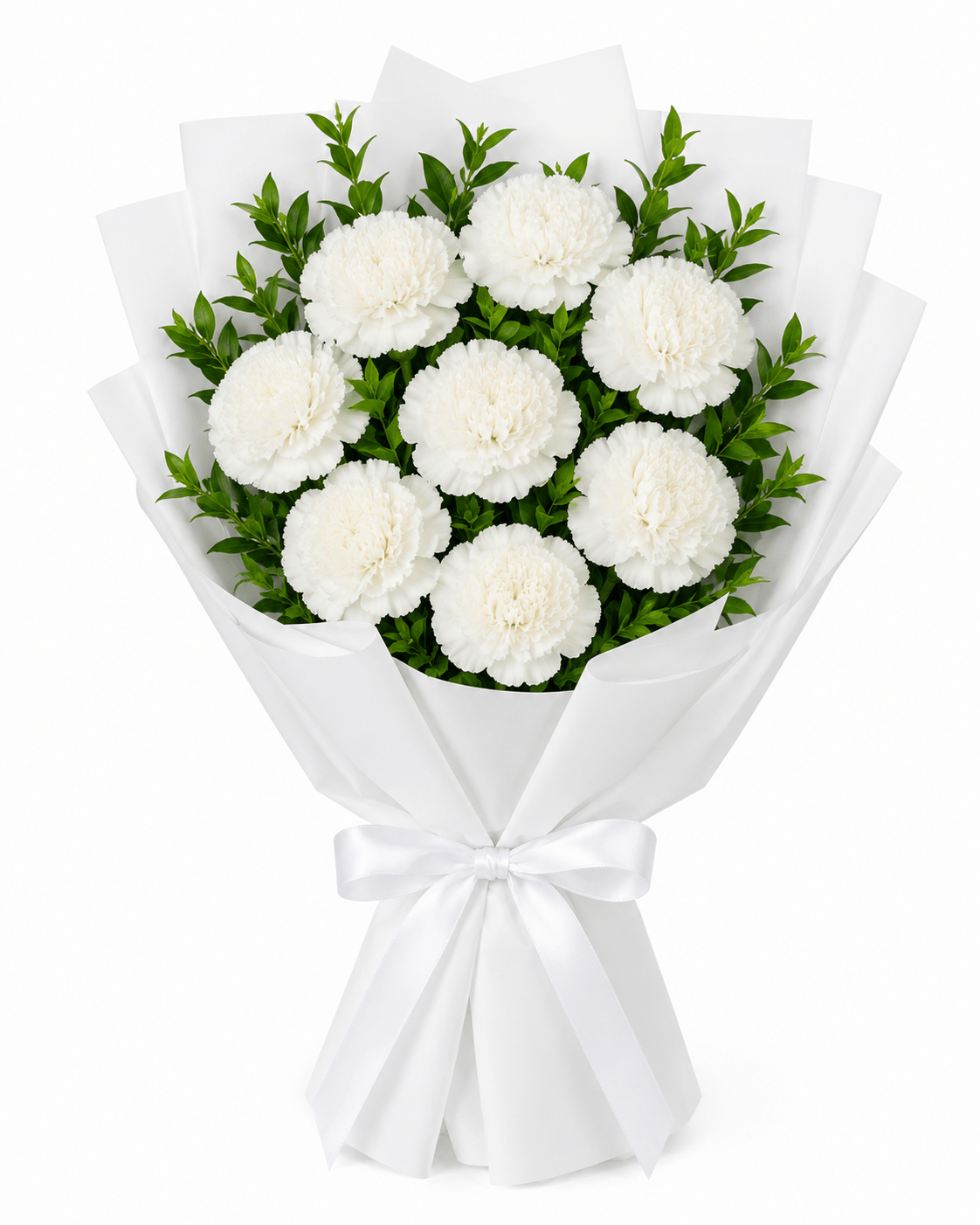 White Carnations Flower Bouquet - Small