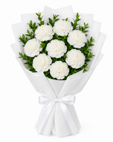 White Carnations Flower Bouquet - Small