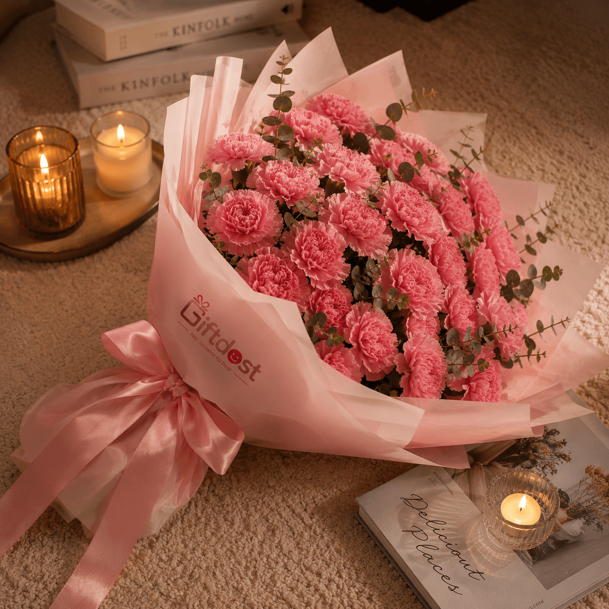 Pink Velvet Carnation Bouquet