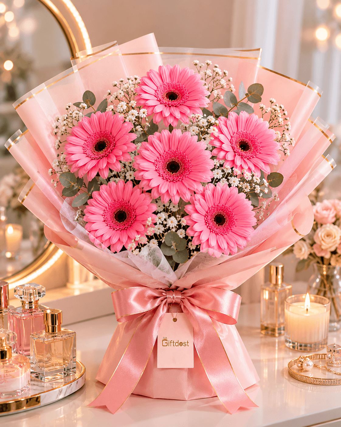Radiant Blushing Gerbera Bouquet