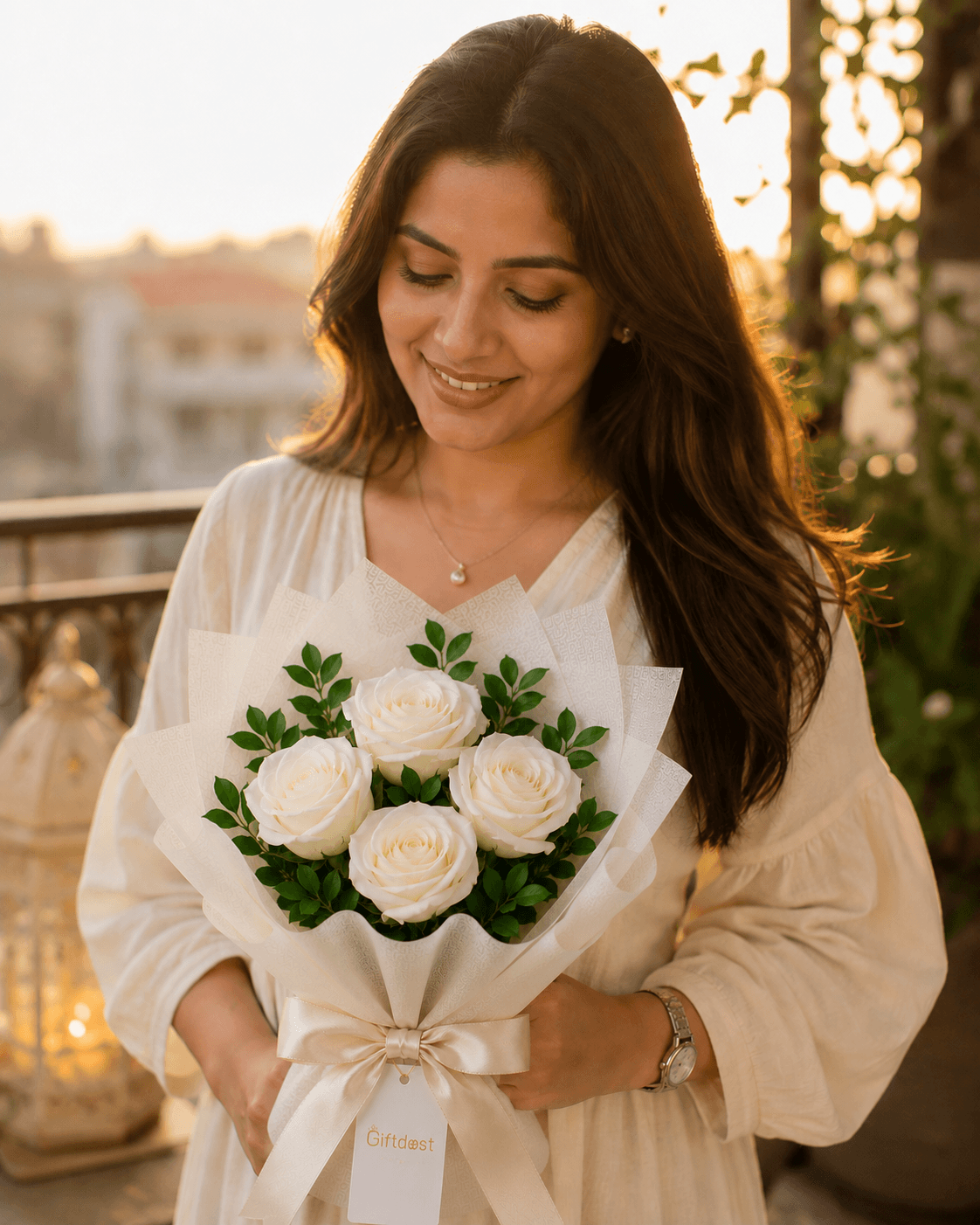 Graceful White Rose Bouquet