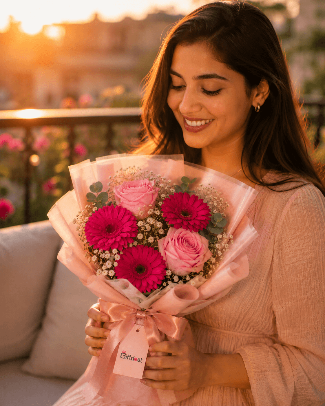 Vibrant Gerbera and Rose Bouquet