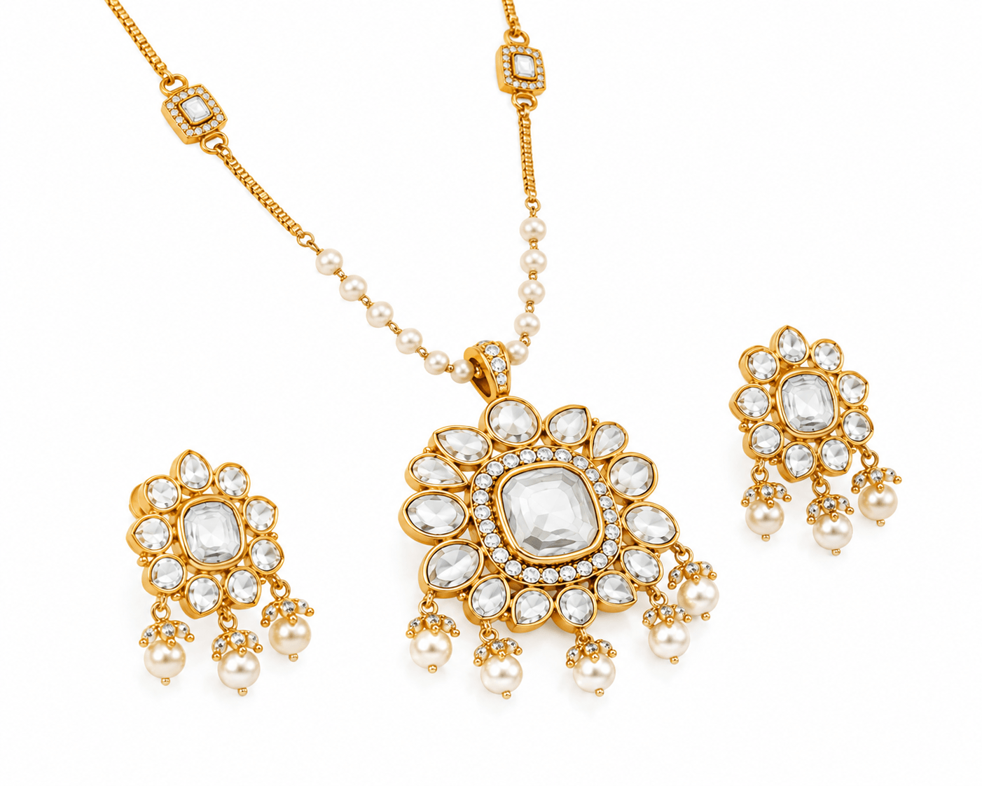 Tanvi Pearl Polki Luxe Pendant Set
