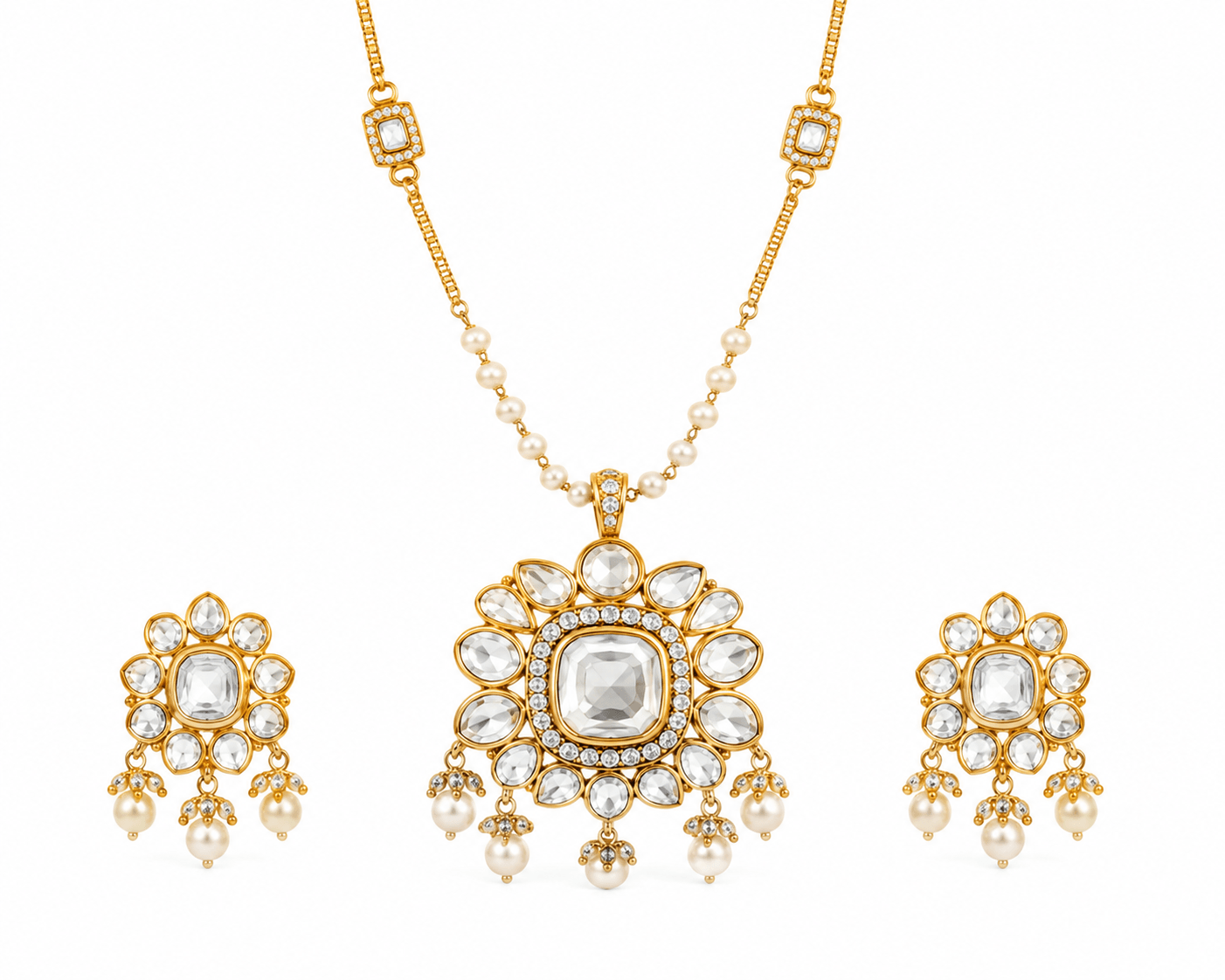 Tanvi Pearl Polki Luxe Pendant Set