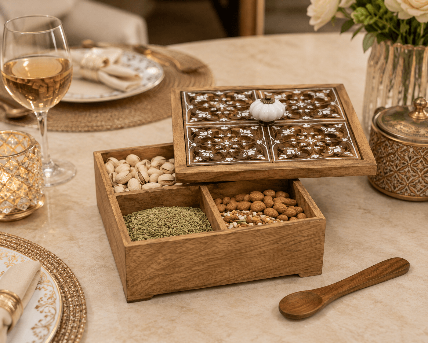 Handcrafted Sheesham Wood Multiutility Storage Box