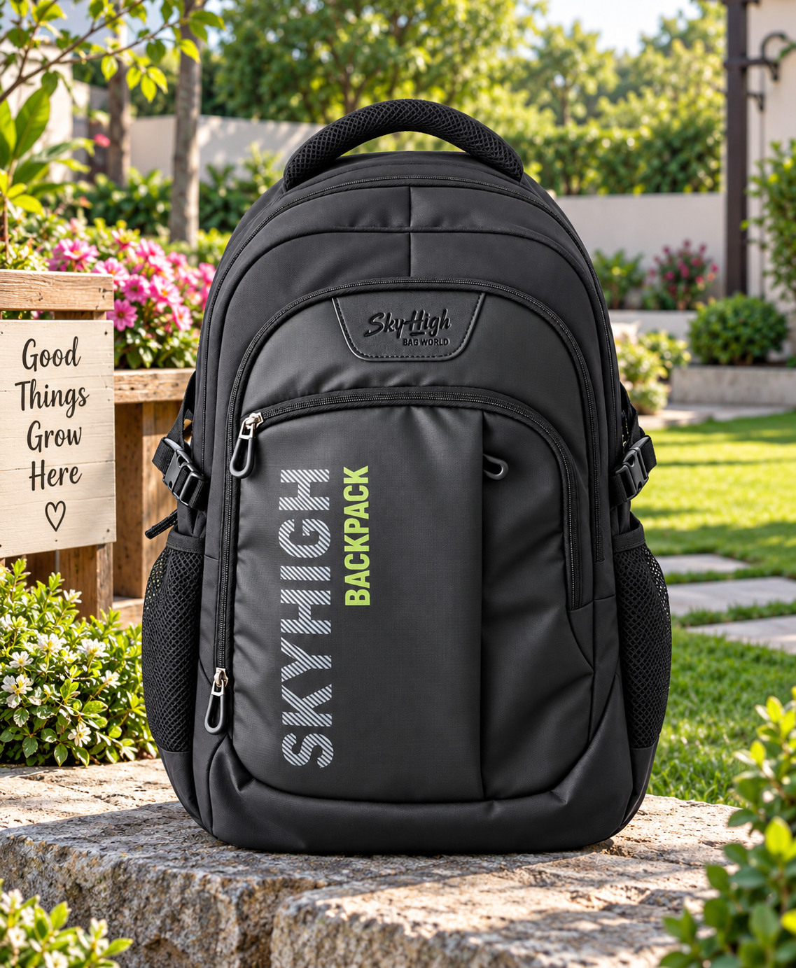 Sky High Urban Pro Black & Grey Multi-Compartment School Backpack