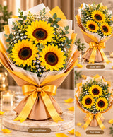 Cheerful Sunflower Bouquet – 3 Sunflowers