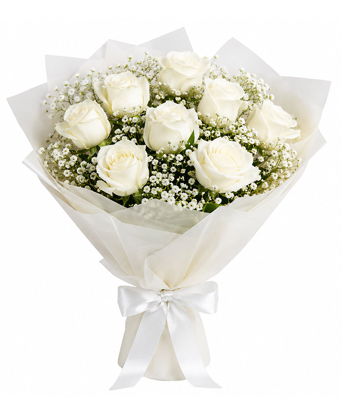 Classic 10 White Rose Bouquet