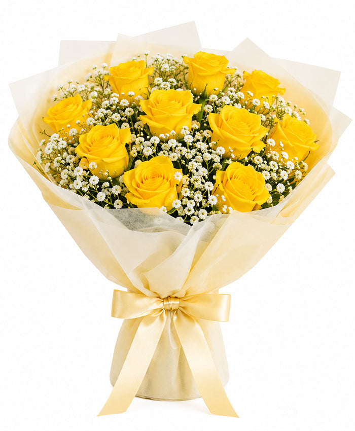 Classic 10 Yellow Rose Bouquet