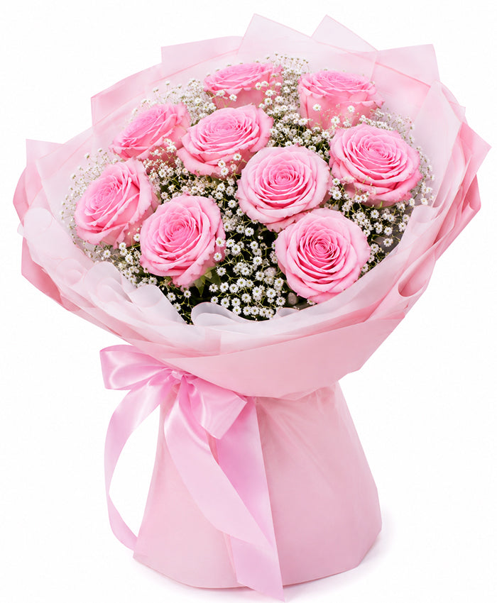 Classic 10 Pink Rose Bouquet