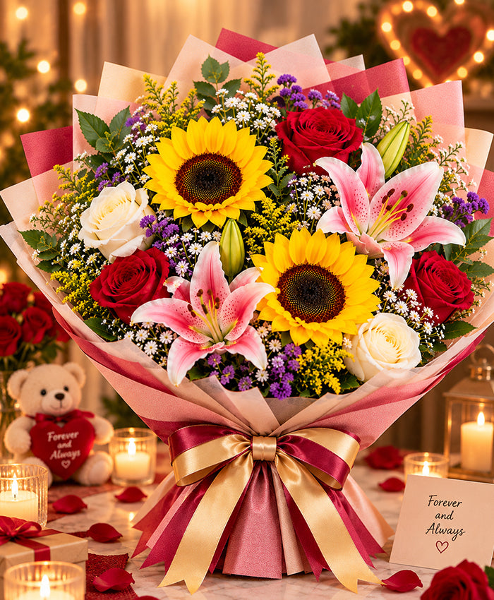 Classic Colorful Mixed Bouquet – 10 Flowers